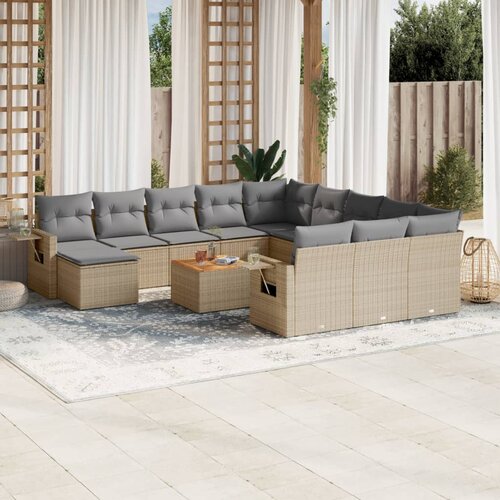 vidaXL 13-dijelni set vrtnih sofa s jastucima poliratan Bež Cijene