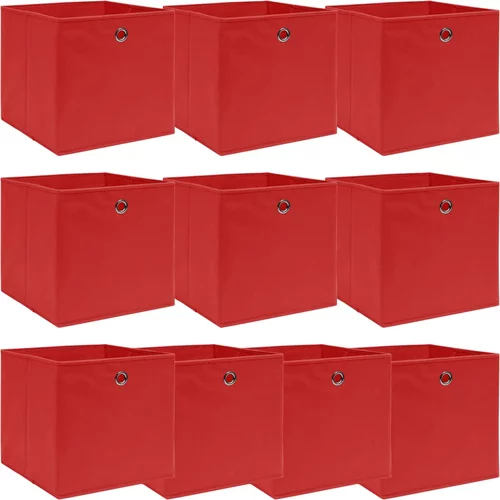 vidaXL škatle za shranjevanje 10 kosov rdeče 32x32x32 cm blago