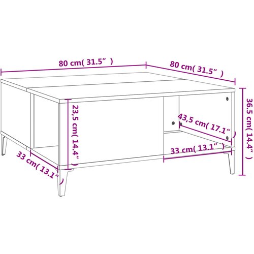  Stolić za kavu boja hrasta 80 x 80 x 36,5 cm konstruirano drvo Slike