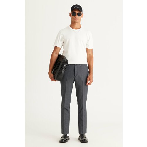 Altinyildiz classics Men's Black Slim Fit Slim Fit Patterned Elastic Waist Flexible Trousers Slike
