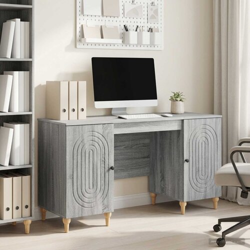  Stol s policom Siva sonoma 142,5 x 50 x 75 cm Konstruirano drvo Slike