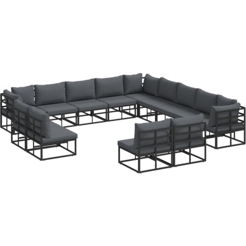 VidaXL Sjedeća garnitura za vrt 13 pcs Crna 353 x 353 x 71 cm Aluminij Slike