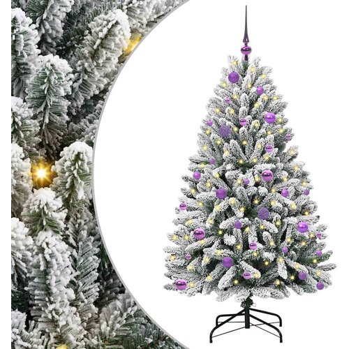 VidaXL Umjetno božićno drvce Zelena i bijela 150 cm PVC i metal Slike