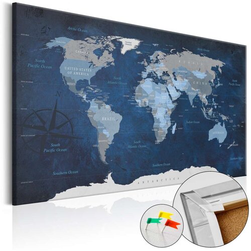  Slika na plutenoj podlozi - Dark Blue World [Cork Map] 90x60 Cene