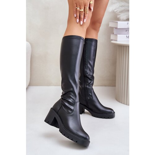 Kesi Over-the-knee boots made of Eco Leather on Heel Vinceza Black Slike
