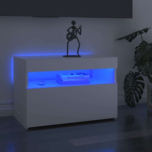 TV ormarić s LED svjetlima visoki sjaj bijeli 60 x 35 x 40 cm Slike
