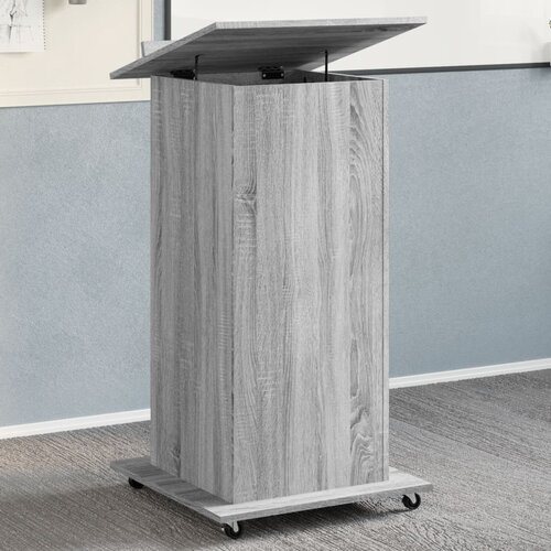 VidaXL Lektorat s kolesi in predalom siva sonoma 55x55x107 cm inž. les Slike