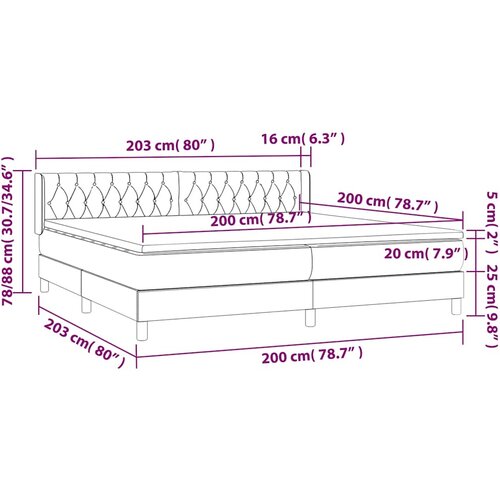  Krevet s oprugama i madracem tamnoplavi 200x200 cm bar&amp;scaron;unasti Slike