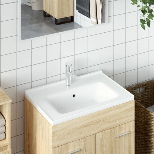 vidaXL Kopalniški umivalnik bel 61x48x19,5 cm pravokoten keramičen Cene