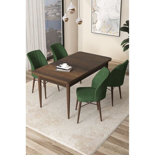 Hanah home Set Trpezarijski sto i 4 stolice Arp, Zeleno-smeđa Cene