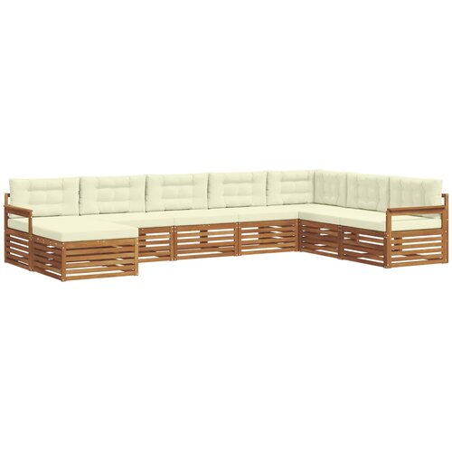  Set vanjskih sofa 8 kom. Prirodna i krem Čvrsto drvo akacije 406 x 247,5 x 73 cm Slike