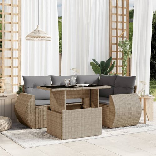  5-dijelni vrtni set sofa s jastucima bež od poliratana Cijene