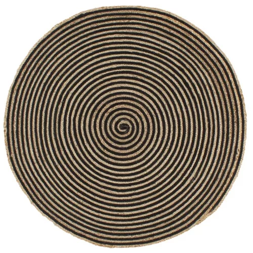  Preproga iz jute črn spiralni dizajn ročno izdelana 90 cm