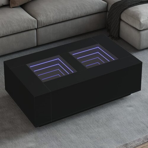 VidaXL Stolić za kavu s beskonačnim LED svjetlima crni 116x69x40 cm Slike