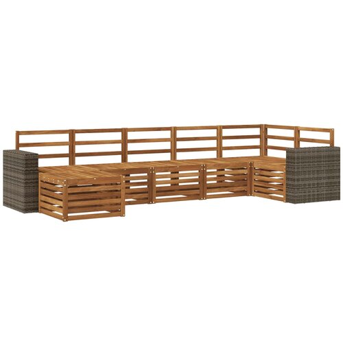 vidaXL Kotna sedežna garnitura 7 pcs Naravna Masiven les akacije, (5000283531) Cene