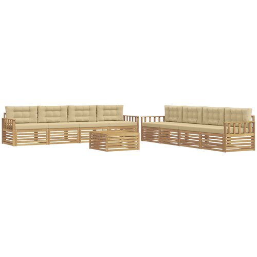  Set vanjskih sofa 9 kom. Bijela i bež Poliester 79 x 79 x 37 cm Slike