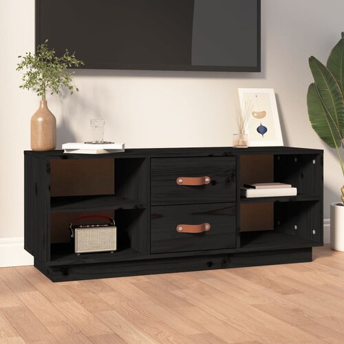 vidaXL TV omarica črna 100x34x40 cm trdna borovina Cene