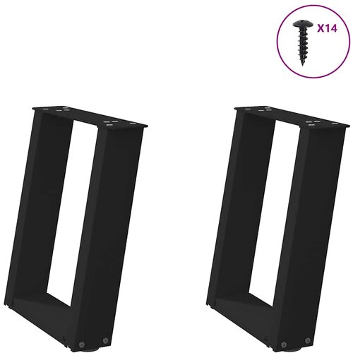 VidaXL noge kavne mizice u-oblika 2 kosa črna 38x(42-43)cm jeklo Slike