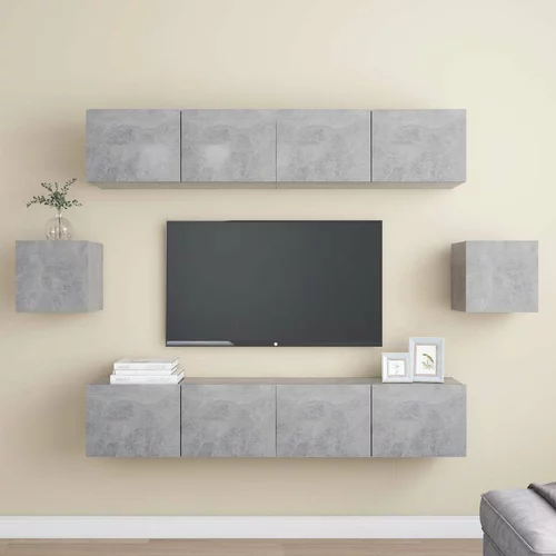  Komplet TV omaric 6-delni betonsko siva iverna plošča, (20732357)