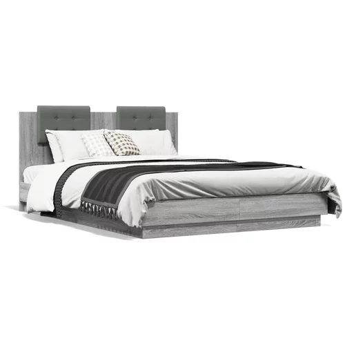 vidaXL Okvir kreveta s uzglavljem LED boja hrasta sonome 120 x 200 cm