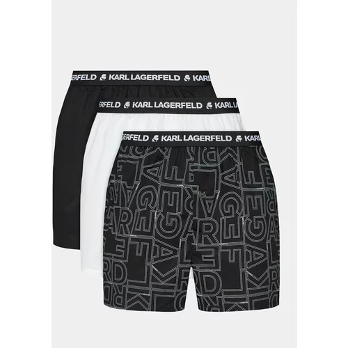 Karl Lagerfeld Set 3 parov boksaric Aop Woven Boxer Short (X3) 235M2108 Črna