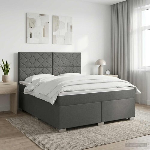  Boxspring krevet s madracem Tamnosiva 160 x 200 cm Tkanina Cijene