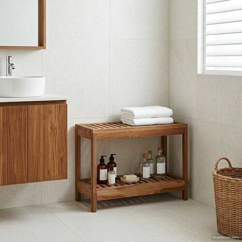  Stolić za kupatilo Prirodna 60 x 30 x 45 cm Čvrsto teak drvo Slike