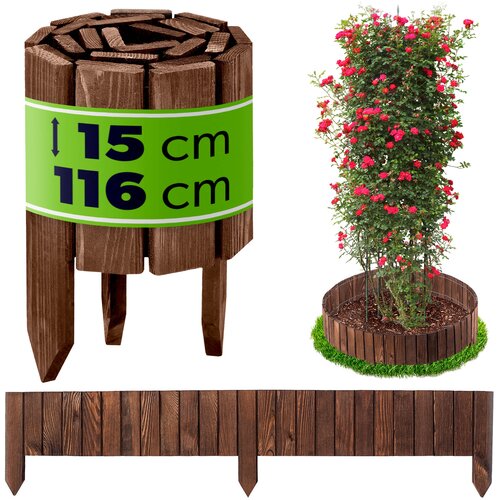 KADAX Palisade vrtna obroba lesena travna ograja kladiva rjava 15x116, (5000358183) Slike