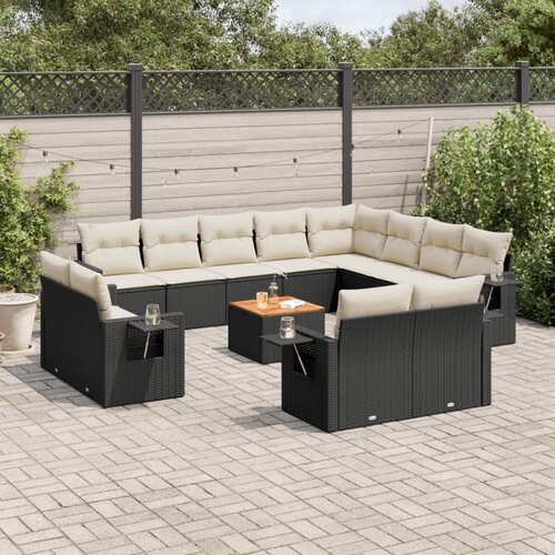 vidaXL 13-dijelni set vrtnih sofa s jastucima poliratan crni Cijene