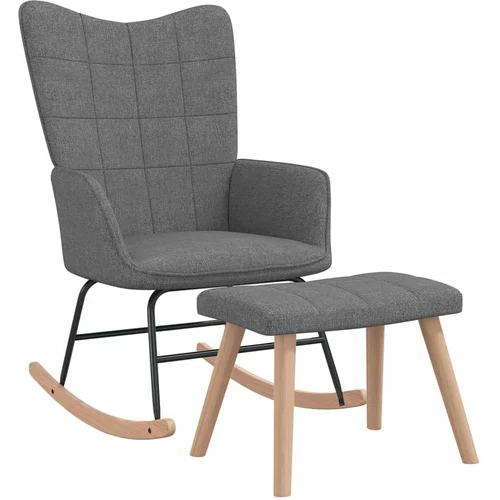  Stolica za ljuljanje s osloncem za noge tamnosiva od tkanine