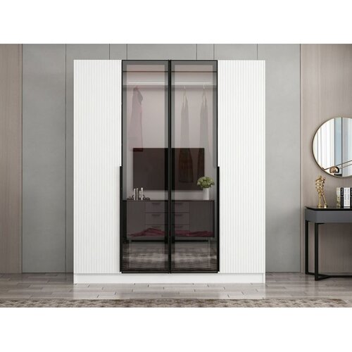 Hanah home ormar sa reflektujućim staklom Nisa 20602, 180 cm, beli Cene