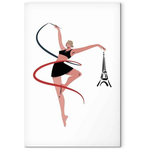  Slika - Rhythmic Gymnastics - Illustration of a Woman With a Ribbon 60x90 Akustična Slike