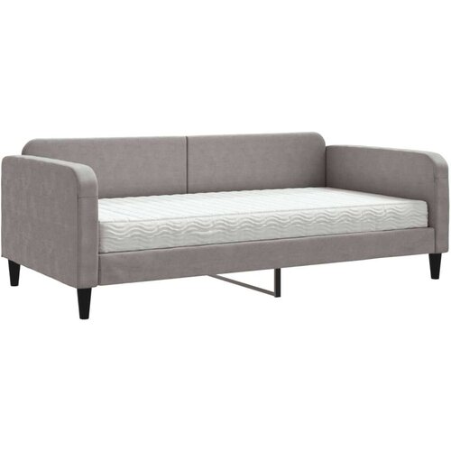VidaXL Dnevni krevet s madracem smeđesivi 100 x 200 cm od tkanine Slike