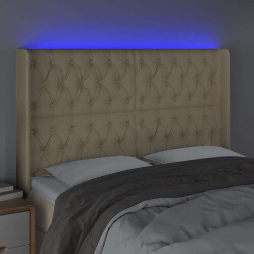  Uzglavlje krem 147 x 16 x 118/128 cm od tkanine Slike