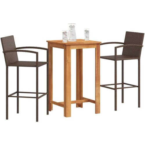  3-dijelni vrtni barski set smeđi od drva bagrema i poliratana Cijene