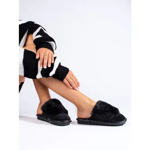 SHELOVET Women's black comfortable slippers