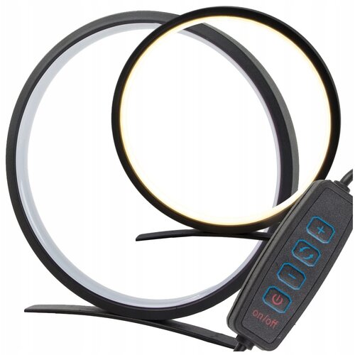  LED okrogla namizna svetilka 3 barve svetlobe USB 26cm črna Cene