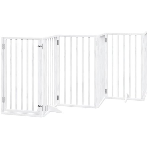  Vrata za pse s vrata&amp;scaron;cima 12 panela sklopiva 600 cm drvo topole Bijela 50 x 90 x 2 cm Slike