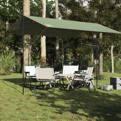 VidaXL Cerada za kampiranje zelena 400 x 294 cm vodootporna Slike