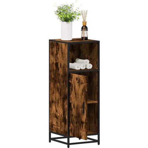vidaXL Kopalniška omarica dimljen hrast 35x37,5x100 cm inženirski les Cene
