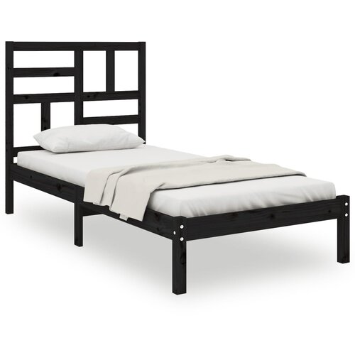 Maison Chic Posteljni okvir - Enojna postelja - Postelja za odrasle črn iz trdnega lesa 75x190 cm-J14162, (21762572) Slike