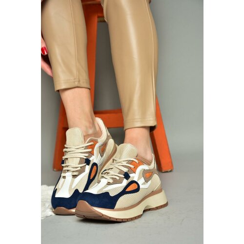 Fox Shoes R312510504 Beige/Navy Blue Fabric Women's Sneakers Sneakers Slike
