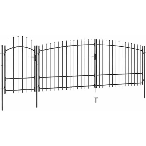 vidaXL Vrtna ograjna vrata s koničastimi vrhovi 5x2,25 m črna Cene