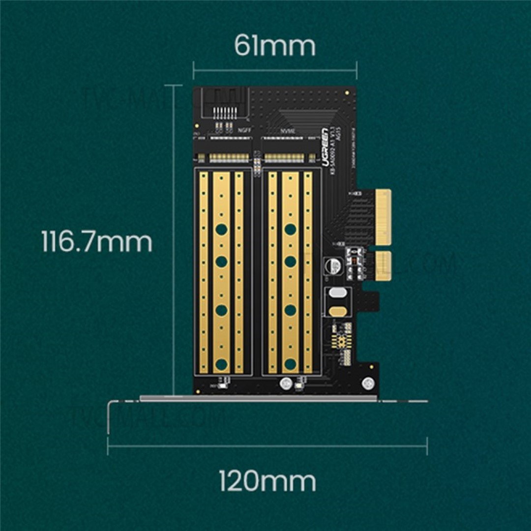 Ugreen 70504 M2 / M.2 NVME na PCI-E 3.0 pro&amp;scaron;irena kartica s M.2 SATA podr&amp;amp;scaron;kom Slike