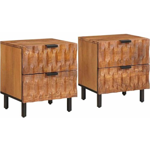  Noćni ormar 2 pcs Smeđa 40 x 33 x 46 cm Čvrsto drvo manga Cijene