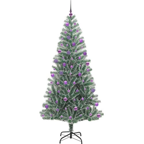 VidaXL Umjetno Božićno Drvo s Snježnim Flokom i LED Svjetlom 210 cm Slike