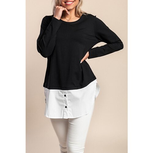 Fenzy Plus Size Tunika Z Dolgimi Rokavi, Črna/Bela Cene