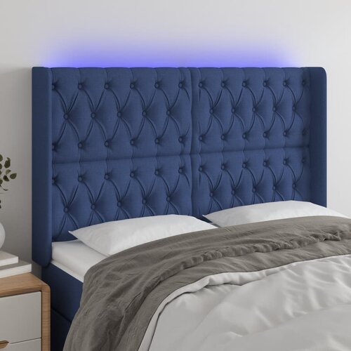 vidaXL LED uzglavlje plavo 147 x 16 x 118/128 cm od tkanine Cijene