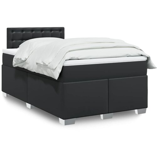 VidaXL Box spring postelja z vzmetnico črna 120x200 cm umetno usnje Slike