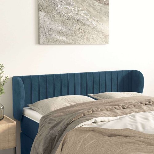  Vzglavje z u&amp;scaron;esi temno modro 147x23x78/88 cm žamet, (20952513) Slike